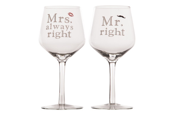 Verre à vin Mr&Mrs Right - Set 2